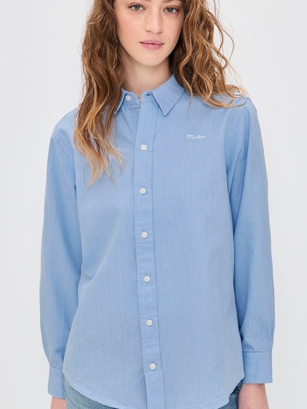 MOTHER Bestie Light Blue Casual Button-Down Shirt
